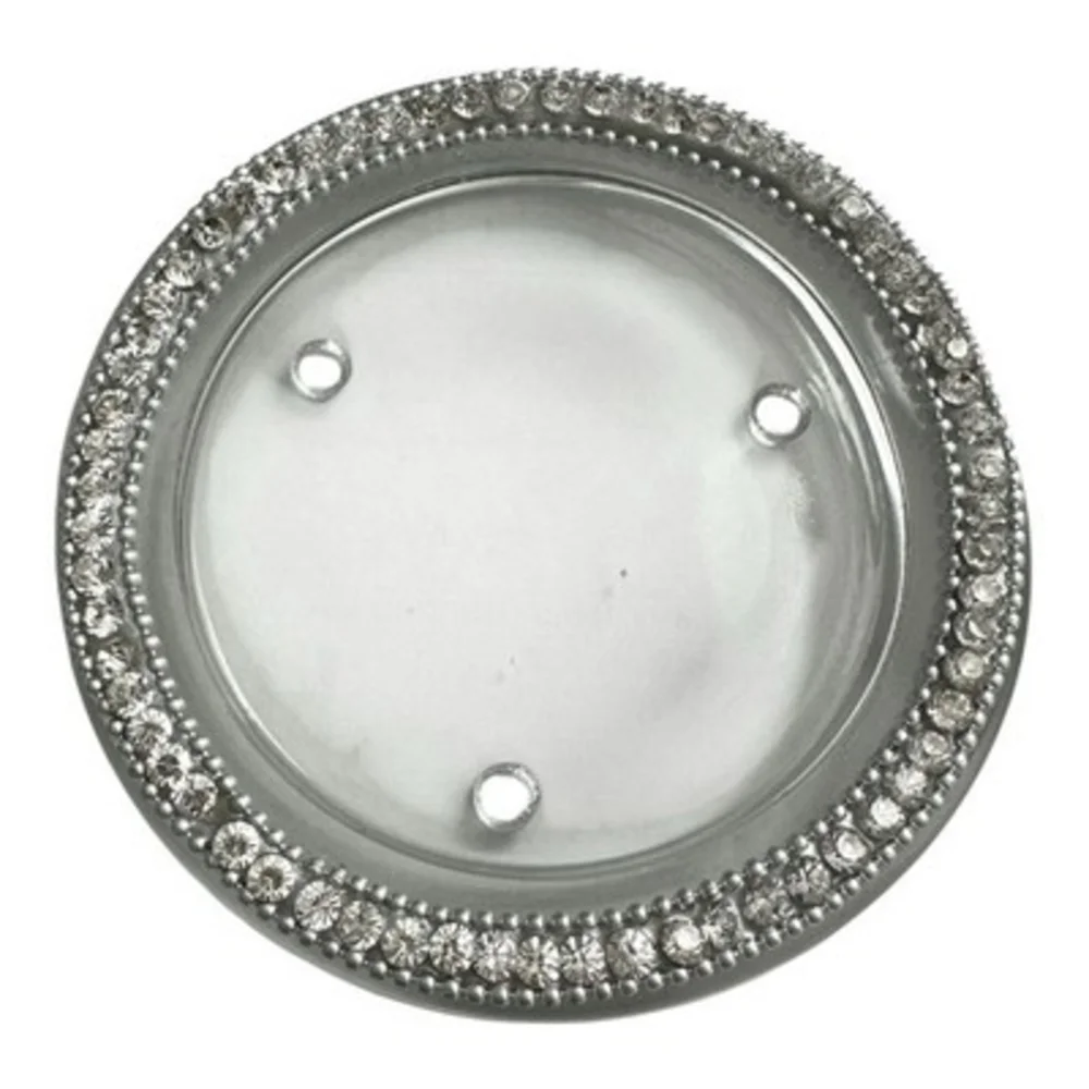 Crystal Rhinestone Beaded Glass Pillar Candle Plate Holder Round 4.25